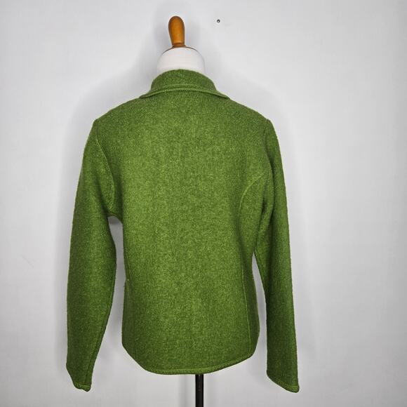 Vintage Boiled Wool Zip Up Jacket Green Holiday Lisa International Women Large - Picture 3 of 11